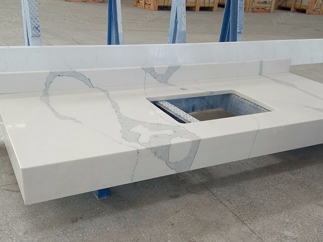 All-in-one Mitered Calacatta Quartz Vanity Tops for Bathroom — product view 2