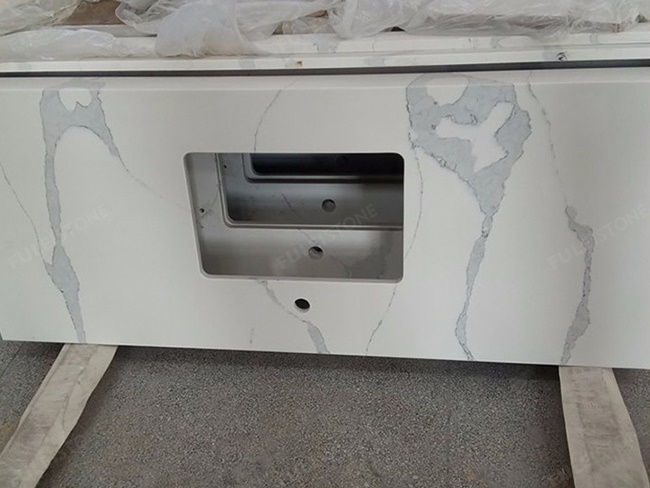 All-in-one Mitered Calacatta Quartz Vanity Tops for Bathroom — product view 3