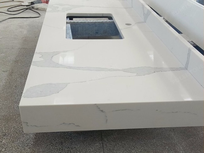 All-in-one Mitered Calacatta Quartz Vanity Tops for Bathroom — product view 4