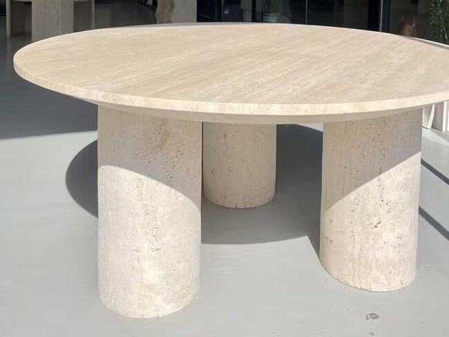 Italian White Travertine Table Tops — product view 2