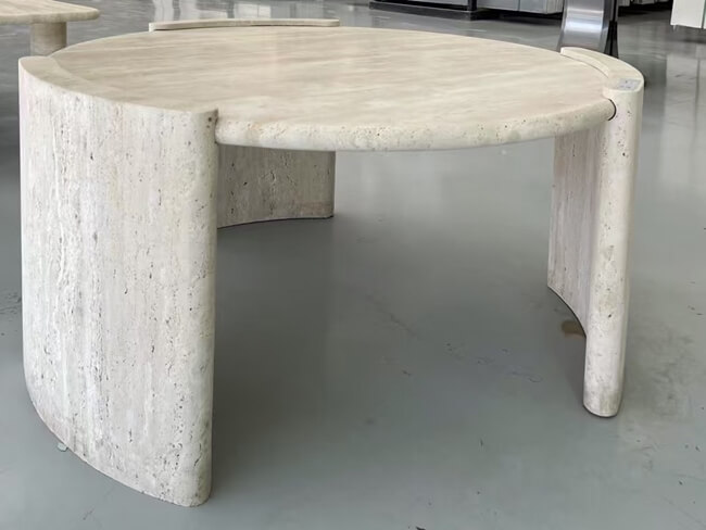 Italian White Travertine Table Tops — product view 3