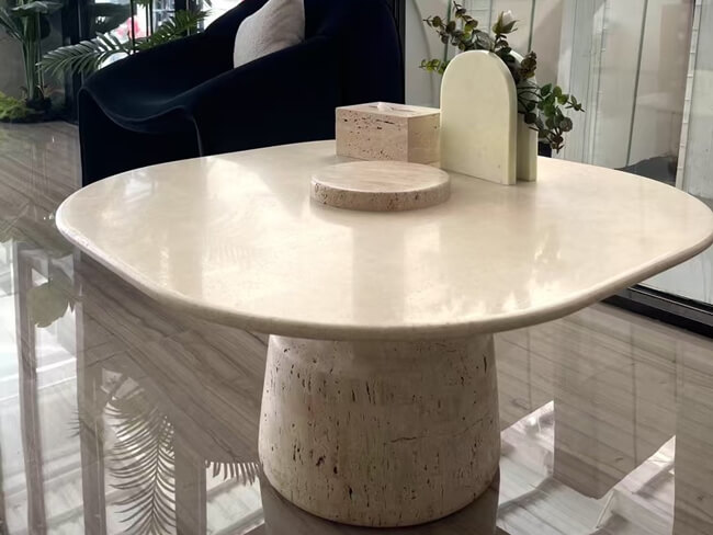 Italian White Travertine Table Tops — product view 5