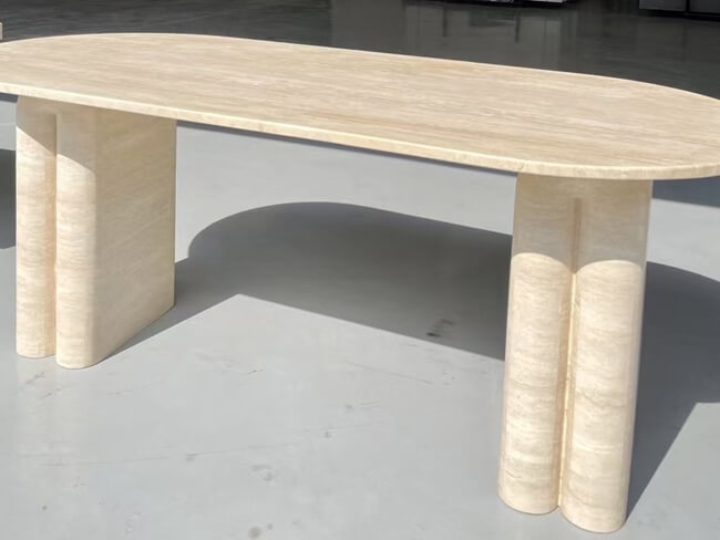 Italian White Travertine Table Tops — product view 6