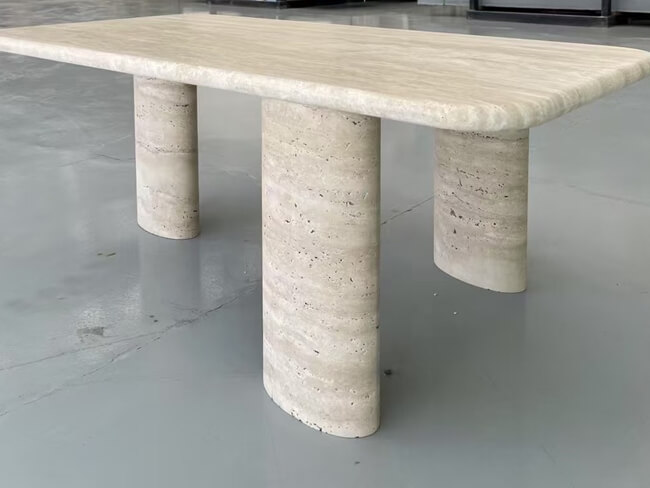Italian White Travertine Table Tops — product view 7