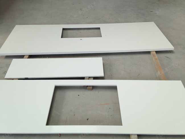 Laminated Edge Pure White Quartz Kitchen Countertops — product view 1