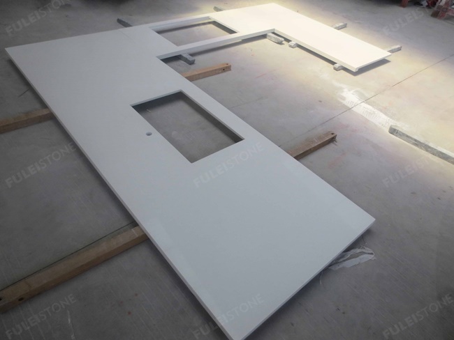 Laminated Edge Pure White Quartz Kitchen Countertops — product view 3