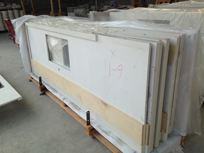 Laminated Edge Pure White Quartz Kitchen Countertops — product view 5