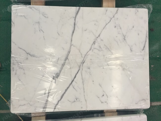Laminated White Statuario Marble Table Tops — product view 4