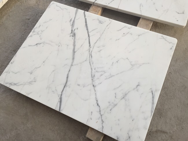 Laminated White Statuario Marble Table Tops — product view 6