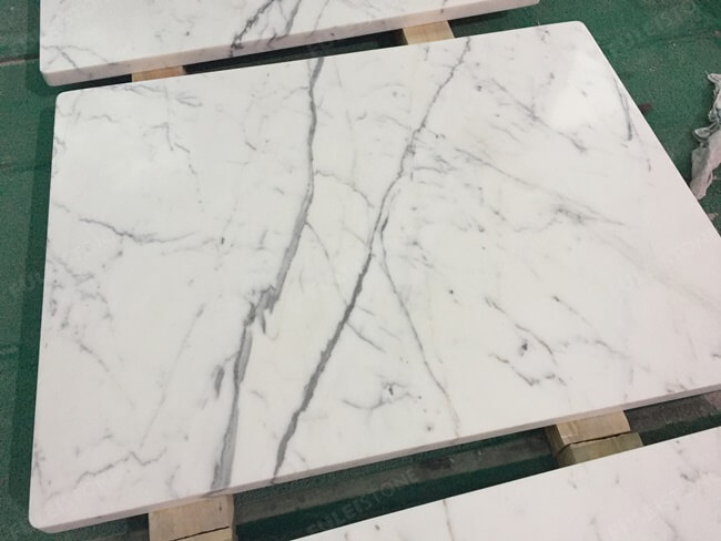 Laminated White Statuario Marble Table Tops — product view 8