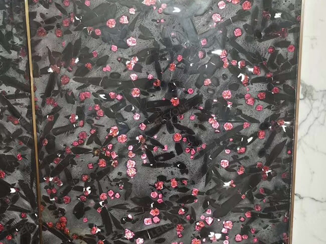 Leather Finish Red Meteorus Granite Slabs — product view 2