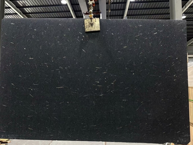 Leathered Diamond Black Granite Slabs