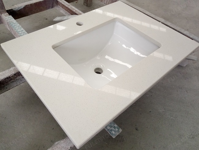 Light Beige Quartz Stone Vanity Tops for Bathroom — product view 3