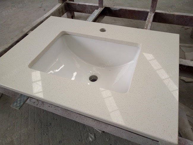 Light Beige Quartz Stone Vanity Tops for Bathroom — product view 5