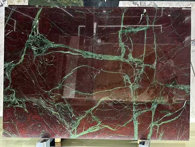 Loreen Red Marble Table — product view 2