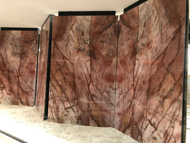 Luxury Bookmatched Cosmopolitan Pink Quartzite Slabs — product view 2