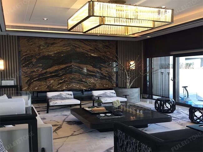 Luxury Polished Magma Gold Granite Slab — product view 2