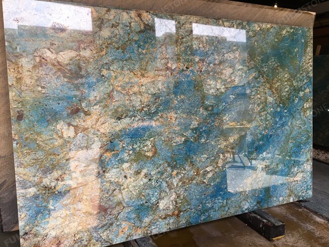 Luxury Polished Versace Blue Granite Slab — product view 3
