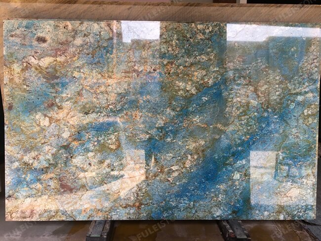Luxury Polished Versace Blue Granite Slab — product view 4