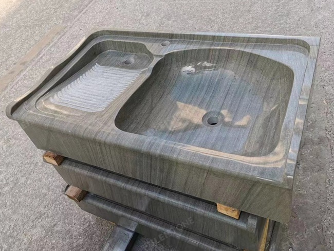 Lyon Grey Laundry Marble Sink — product view 2