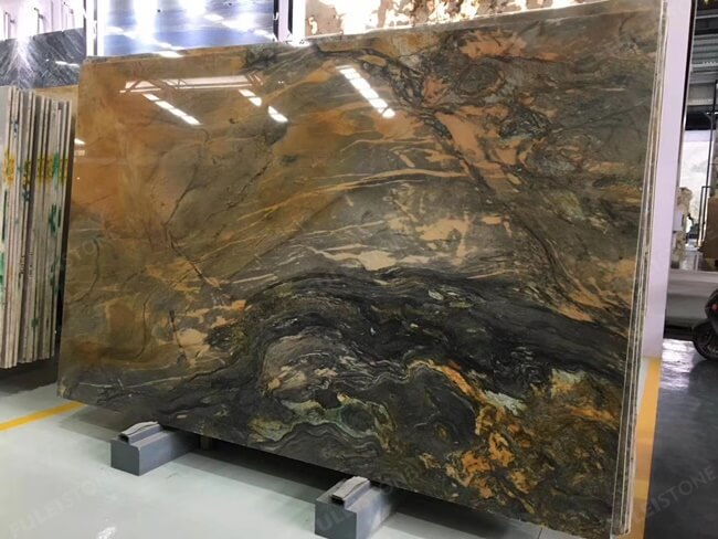 Natural Bookmatched Gold Fusion Quartzite Slab — product view 3