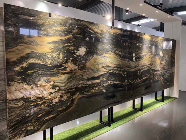 Natural Bookmatched Gold Fusion Quartzite Slab — product view 4