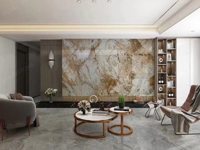 Natural Bookmatched Roma Impression Quartzite Slab — product view 2