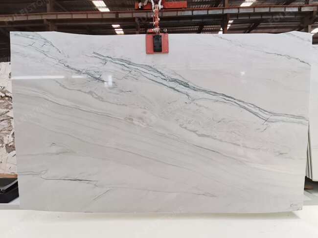 Natural Bookmatched White Wave Quartzite Slab