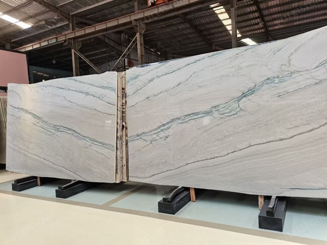Natural Bookmatched White Wave Quartzite Slab — product view 3