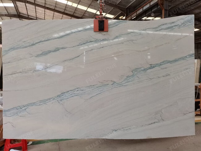 Natural Bookmatched White Wave Quartzite Slab — product view 4