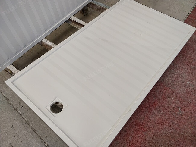 Customized Machine-Cut Carving Pure White Quartz Shower Base