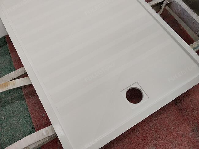 Customized Machine-Cut Carving Pure White Quartz Shower Base — product view 4