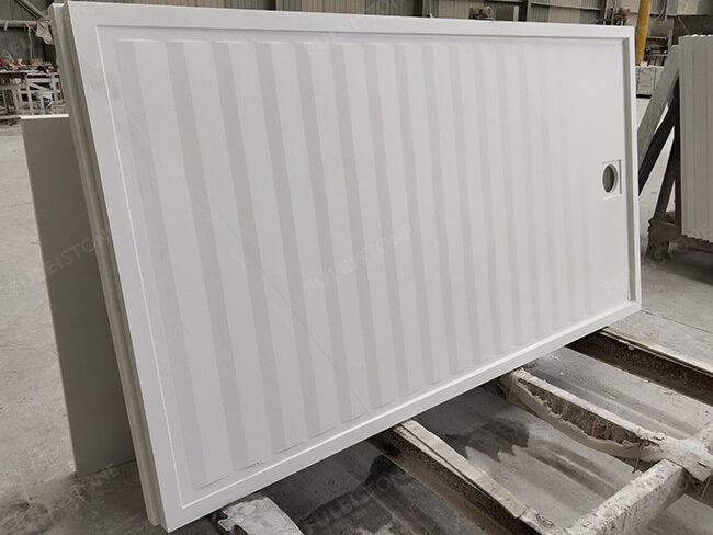 Customized Machine-Cut Carving Pure White Quartz Shower Base — product view 6