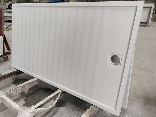 Customized Machine-Cut Carving Pure White Quartz Shower Base — product view 7