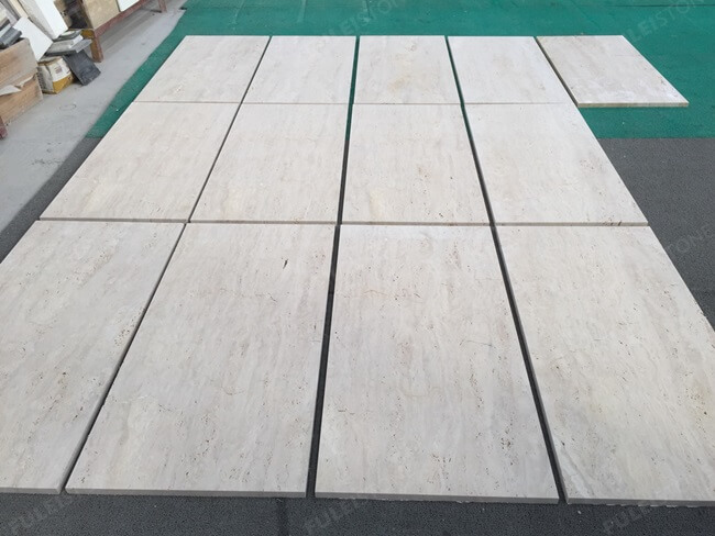 Unpolished and Unfilled Roman Travertine Tils — product view 3