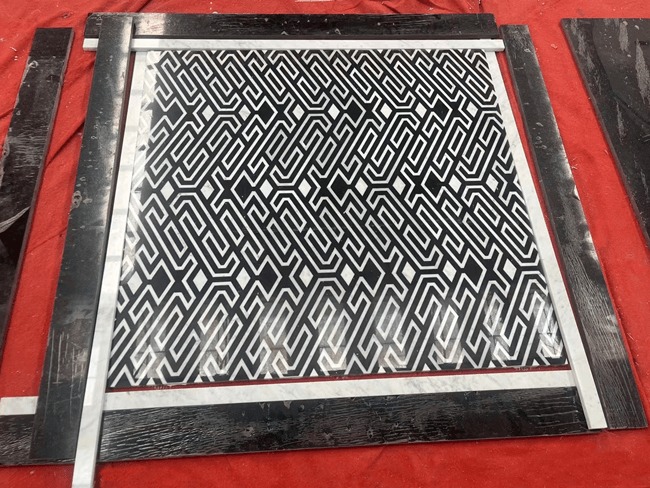 Water-jet Calacatta White Black Marble Floor Tiles — product view 2