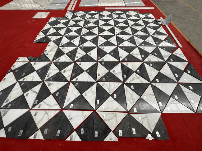 Water-jet Calacatta White Black Marble Floor Tiles — product view 3