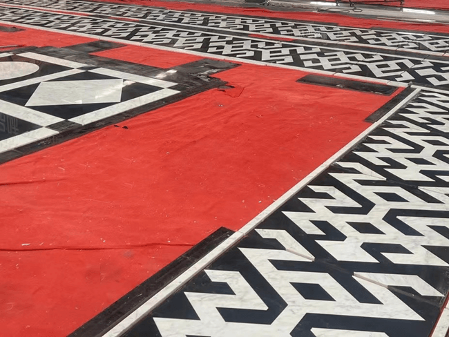 Water-jet Calacatta White Black Marble Floor Tiles — product view 4