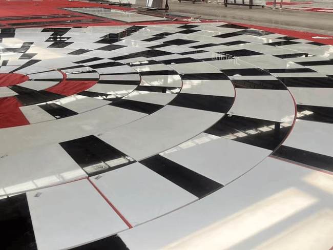 Water-jet Calacatta White Black Marble Floor Tiles — product view 5