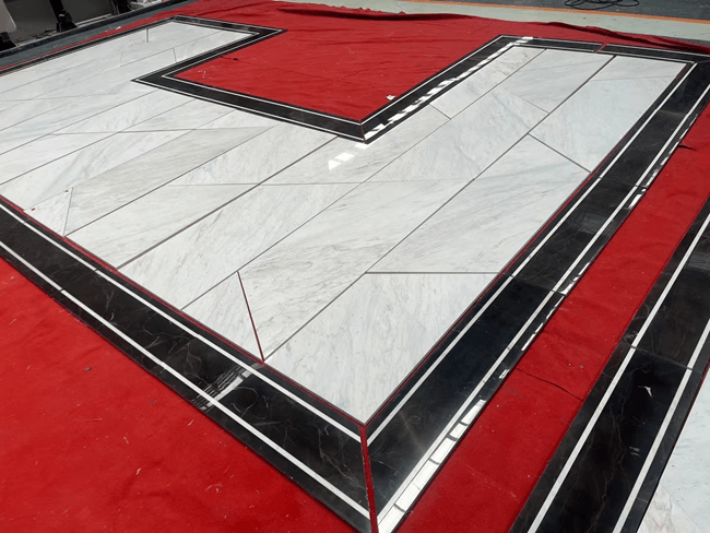 Water-jet Calacatta White Black Marble Floor Tiles — product view 7