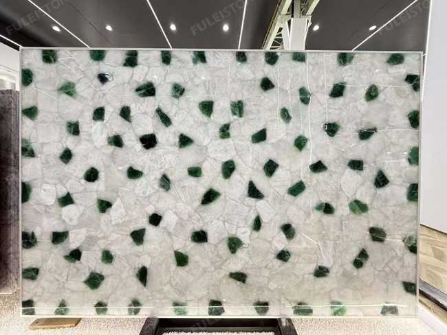 White and Green Crystal Slab