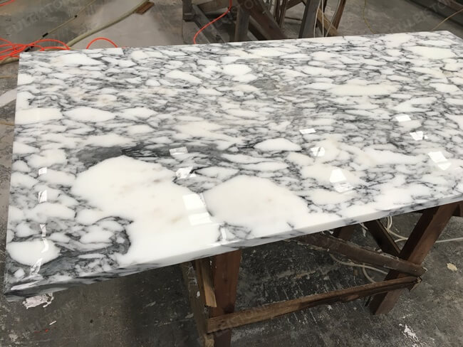 White Arabescato Marble Table Tops — product view 1