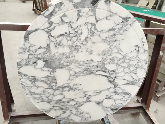 White Arabescato Marble Table Tops — product view 2