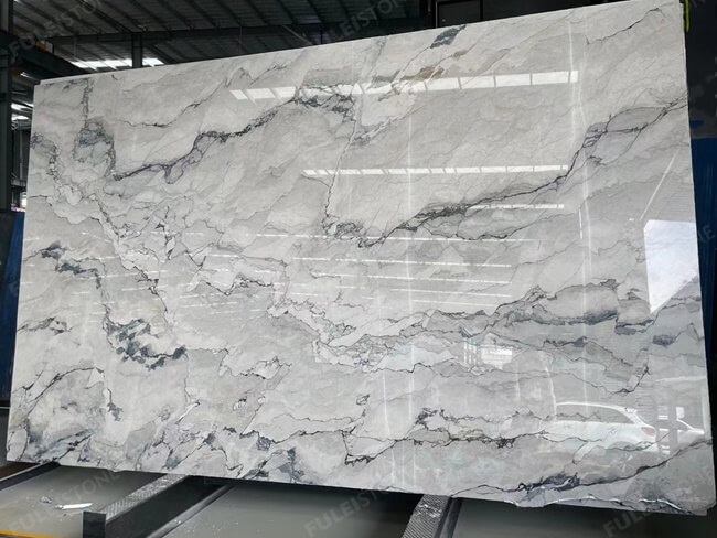 White Camouflage Marble Slabs — product view 3