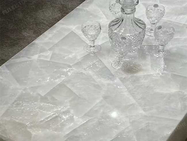 White Crystal Marble Table and Top — product view 1