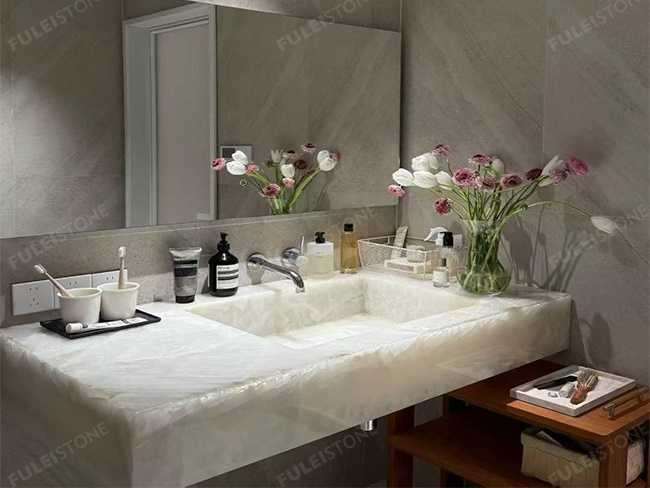 White Crystal Marble Table and Top — product view 2