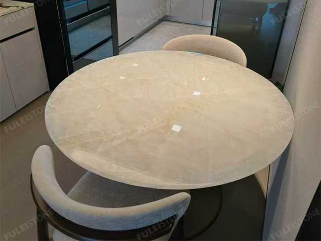 White Crystal Marble Table and Top — product view 8