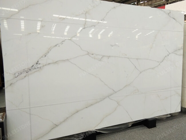 Polished White Lincoln Calacatta Marble Slabs — product view 7