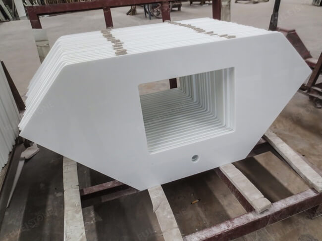 White Nano Glass Marble Stone Vanity Tops — product view 1