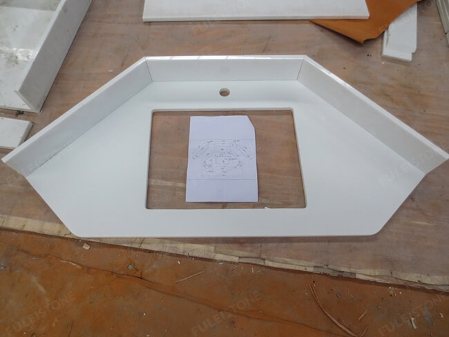 White Nano Glass Marble Stone Vanity Tops — product view 2